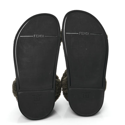 Fendi Shearling FF Fendi Feel Sandals 37 Illinois Military 5 of 8