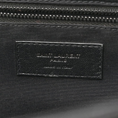 Saint Laurent Grain De Poudre Textured Mixed Matelasse Large Triquilt Monogram Monochrome Satchel Black 6 of 13