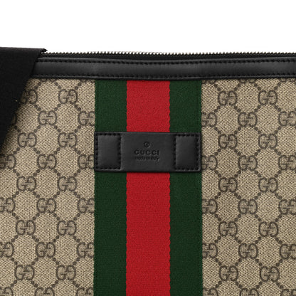 Gucci GG Supreme Monogram Calfskin Web Medium Flat Messenger Bag Beige Ebony Black 8 of 11