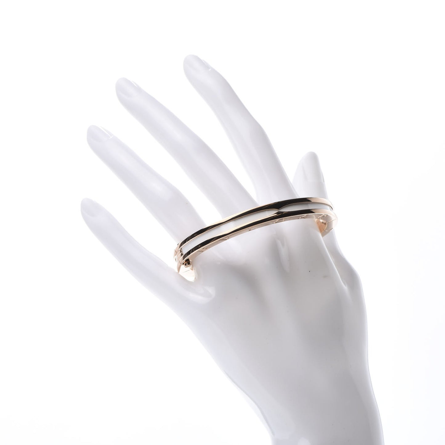 18K Rose Gold White Ceramic B.Zero1 Bangle Bracelet M