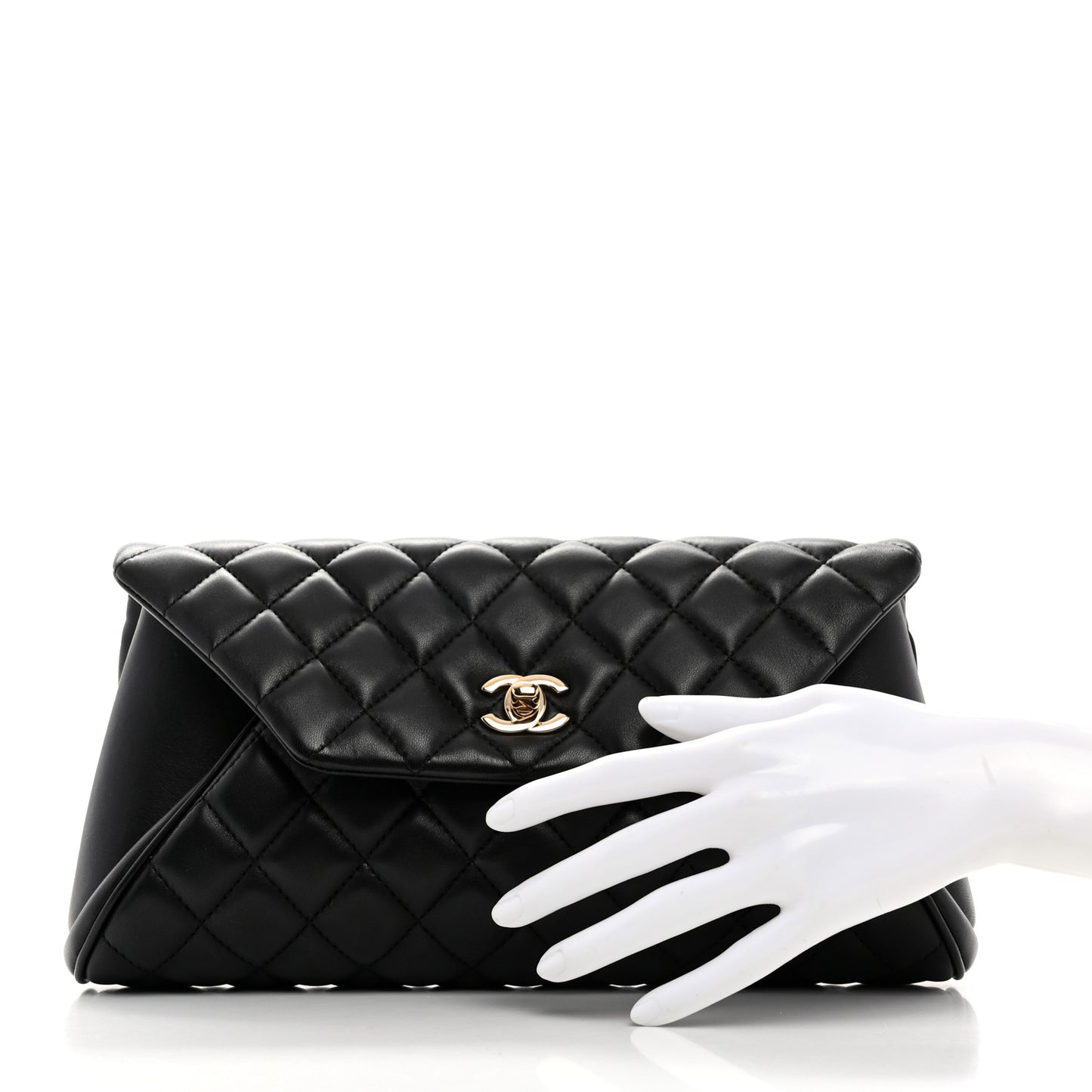 Lambskin Quilted Fold Up Again Clutch Black