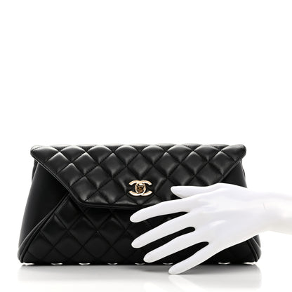 Chanel Lambskin Quilted Fold Up Again Clutch Black 2 of 8