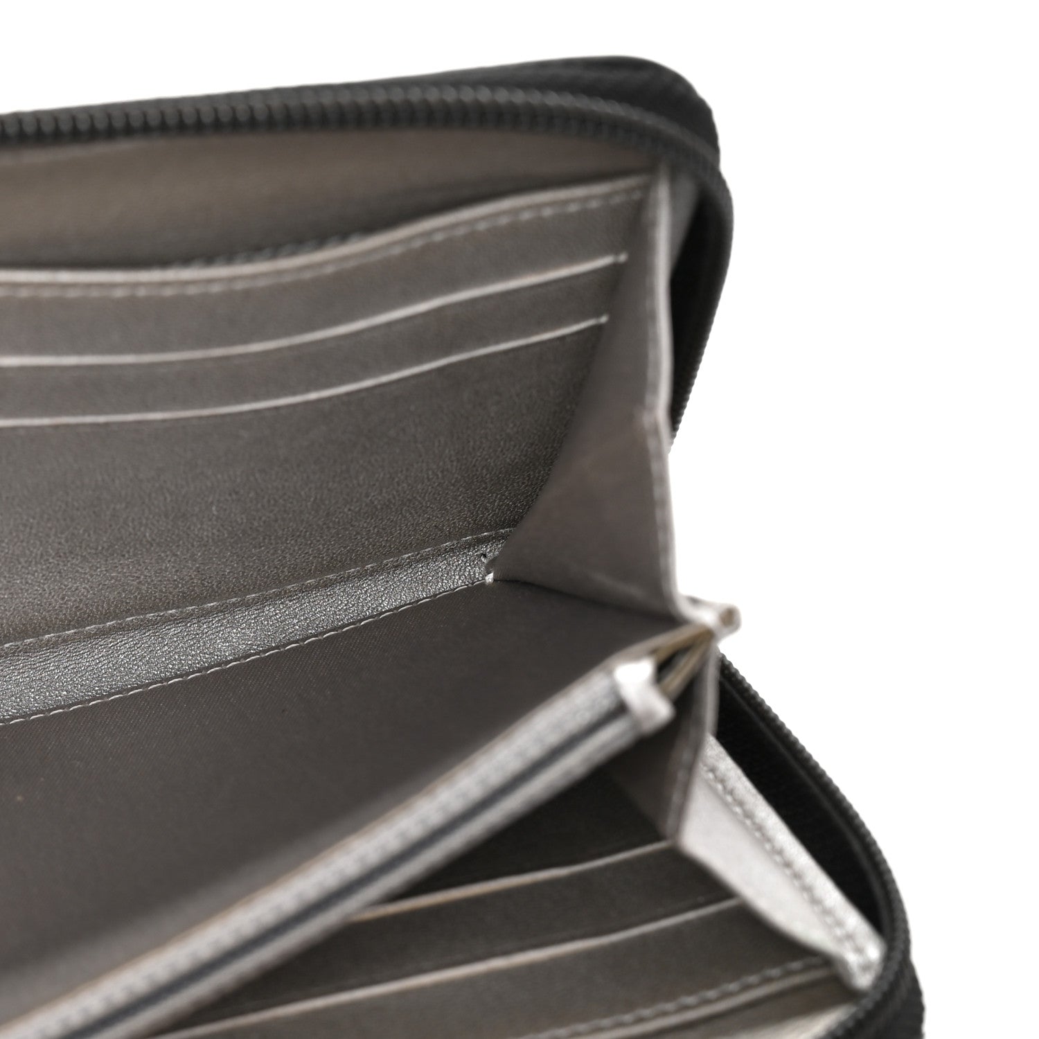 Chanel Lambskin Camellia Embossed Large Zip Around Gusset Wallet Black 5 of 13