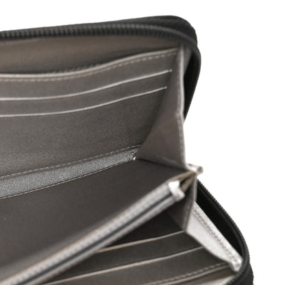 Chanel Lambskin Camellia Embossed Large Zip Around Gusset Wallet Black 5 of 13