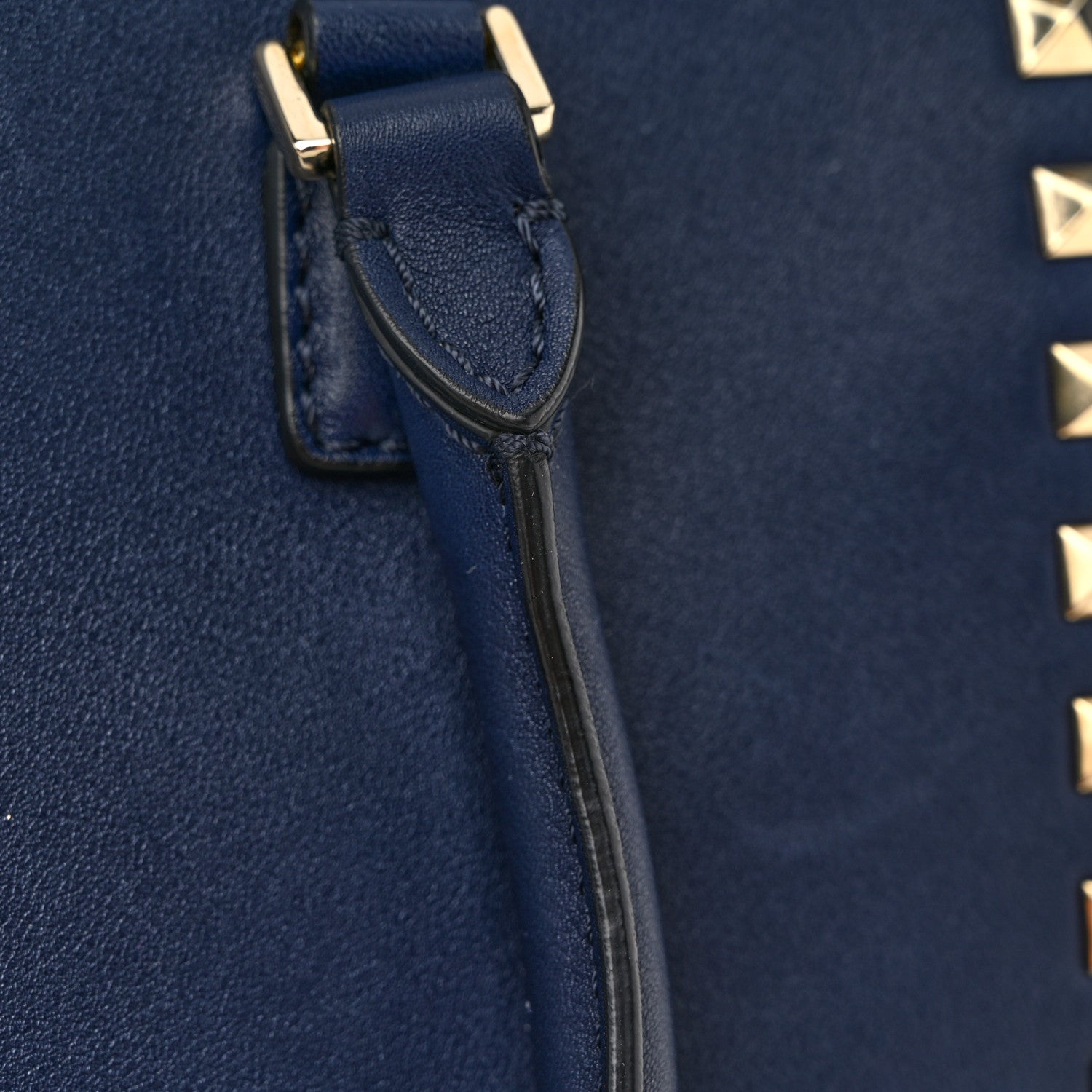 Valentino Garavani Vitello Rockstud Double Handle Tote Marine 13 of 13