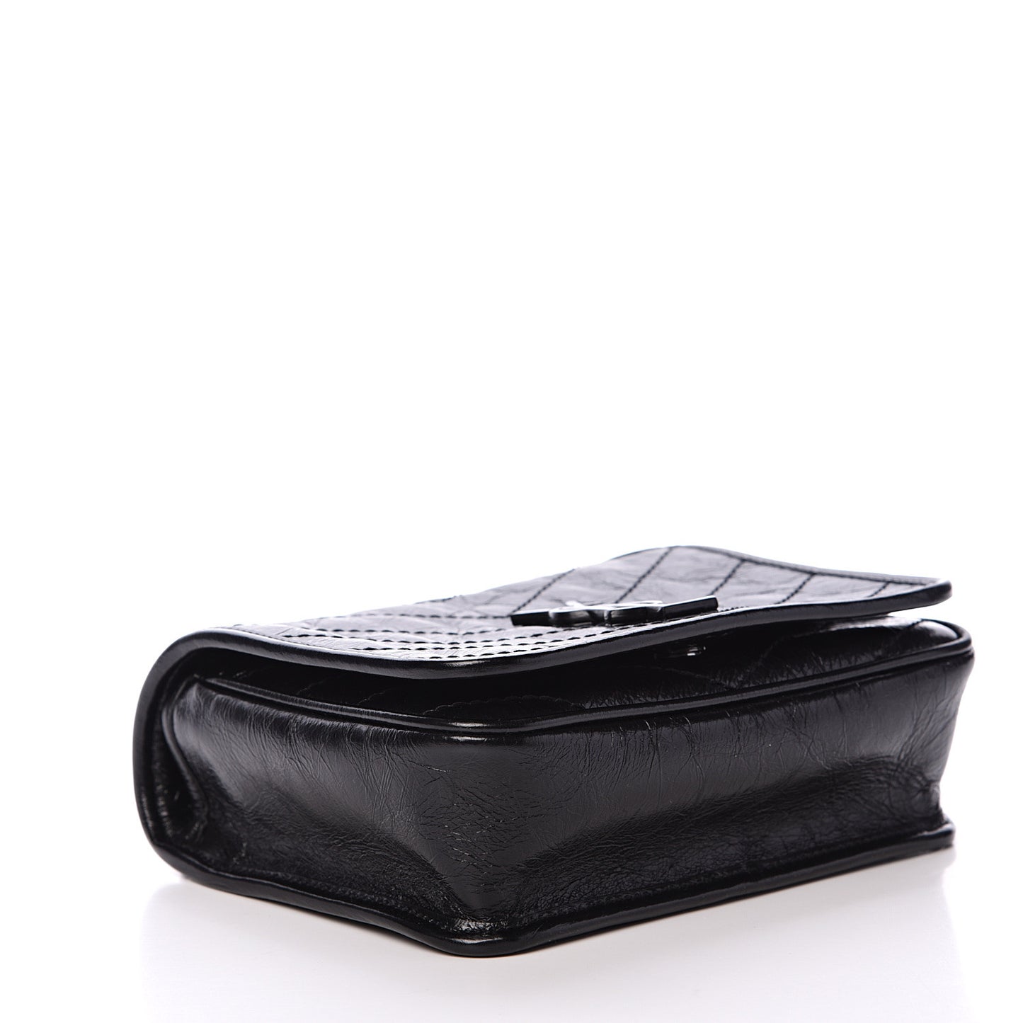 Crinkled Calfskin Matelasse Monogram Niki Chain Wallet Black