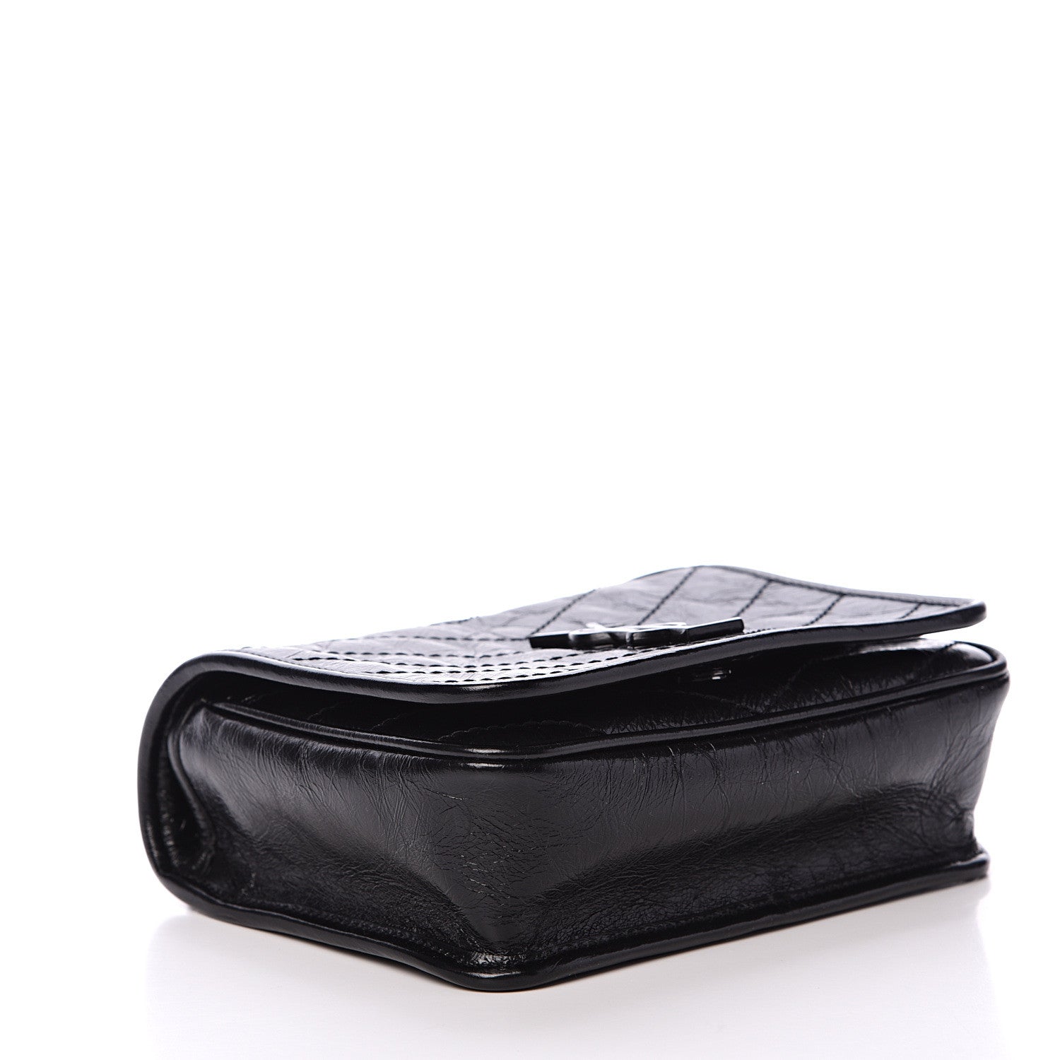 Saint Laurent Crinkled Calfskin Matelasse Monogram Niki Chain Wallet Black 3 of 9