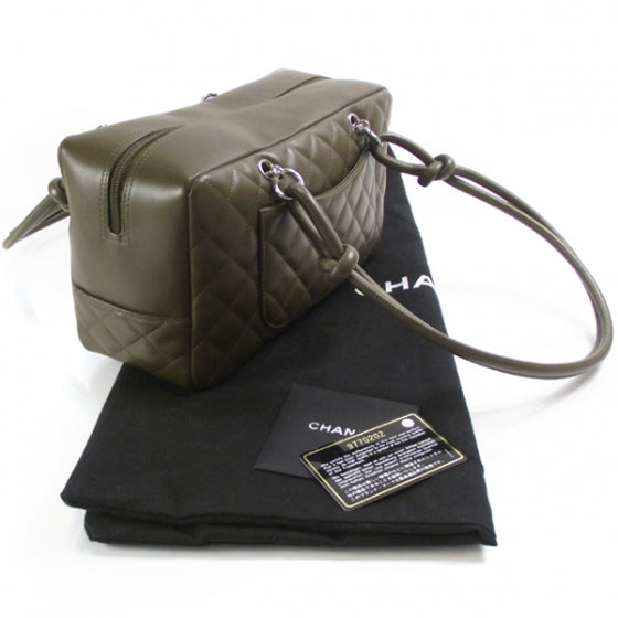 Calfskin Python Quilted Large Cambon Bowler Khaki