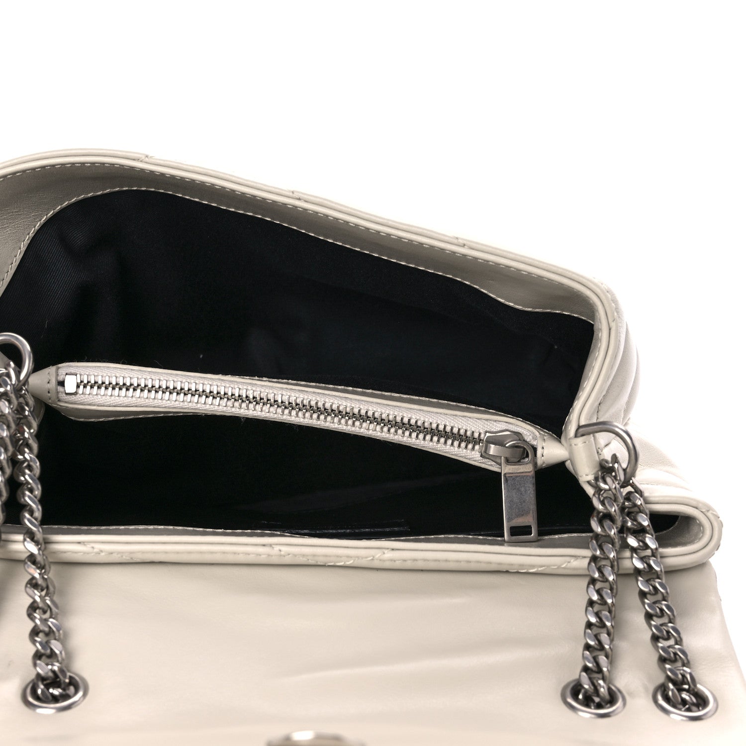 Saint Laurent Calfskin Y Quilted Monogram Small Loulou Chain Satchel Ivory 4 of 10