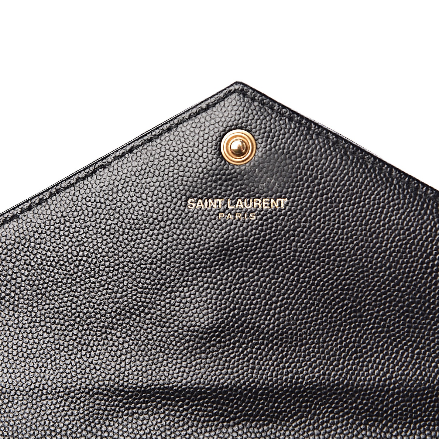 Grain De Poudre Matelasse Chevron Monogram Envelope Chain Wallet Black