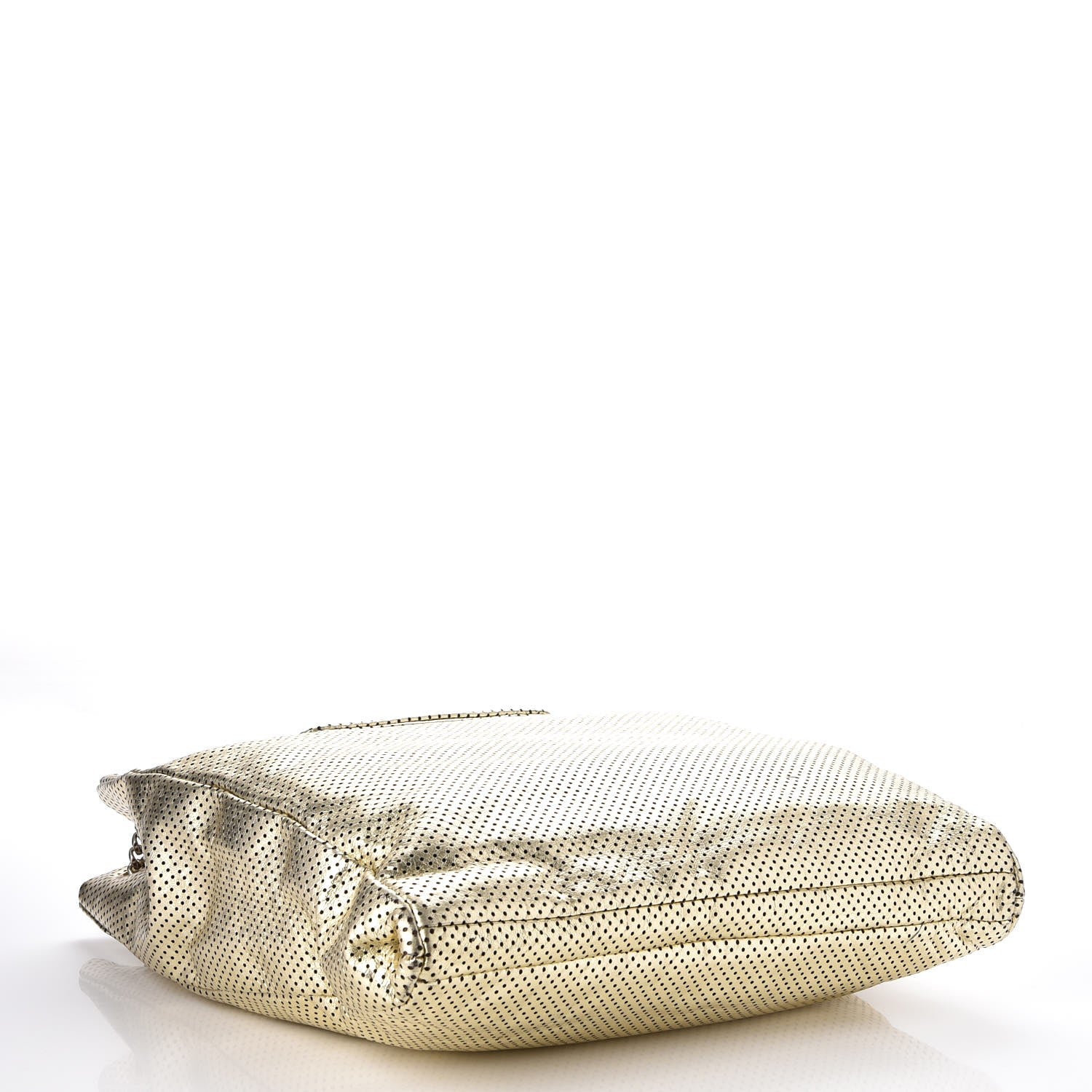Chanel Metallic Crackled Calfskin Perforated Drill Shoulder Bag Gold 4 of 10