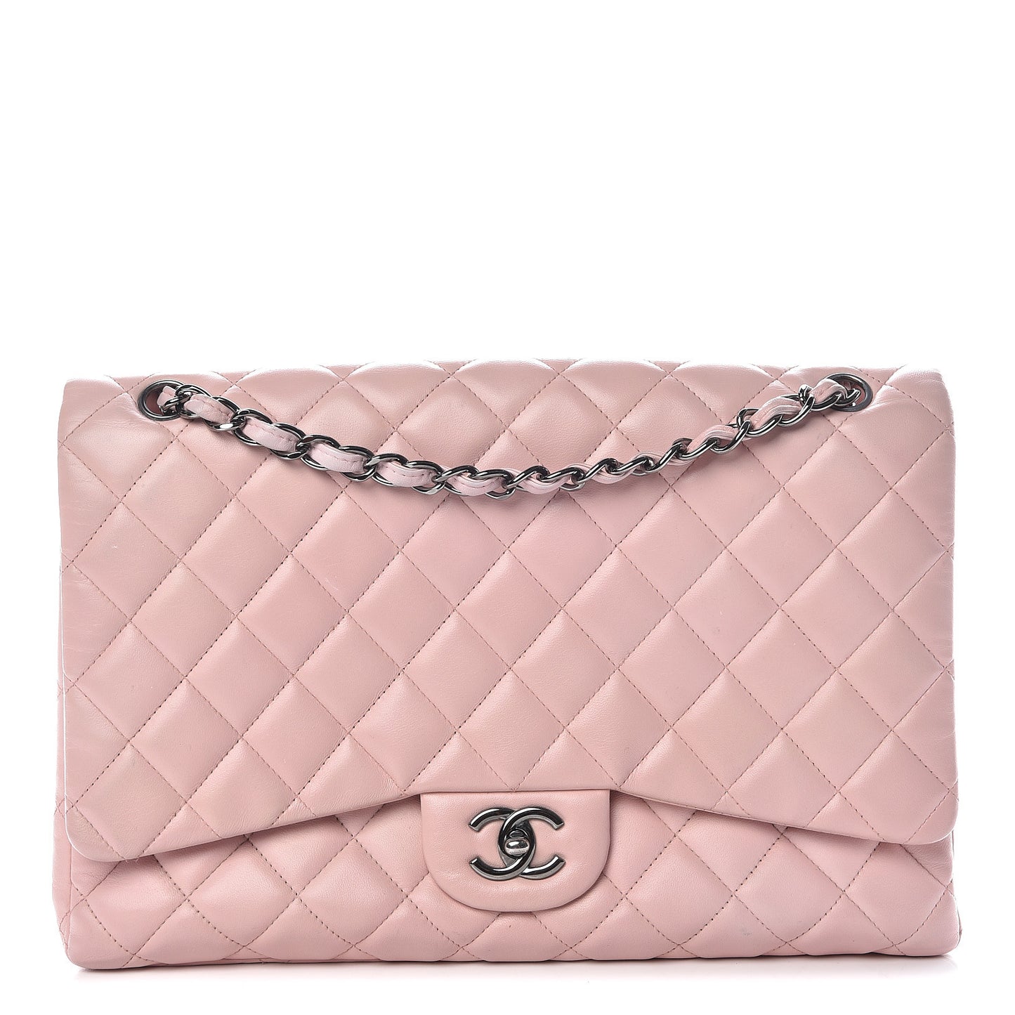 Lambskin Quilted Maxi Single Flap Pink