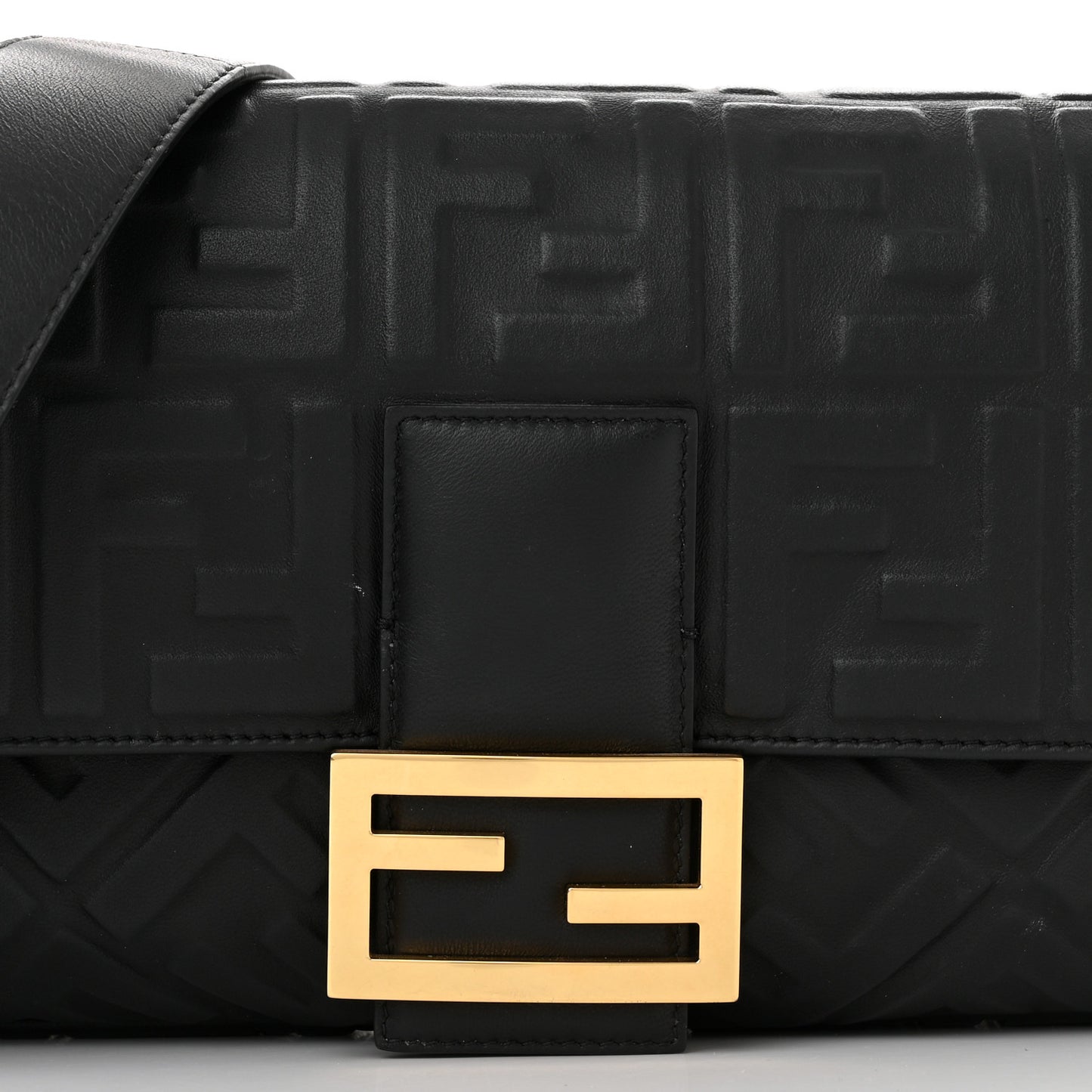 Nappa FF 1974 Embossed Large Baguette Black