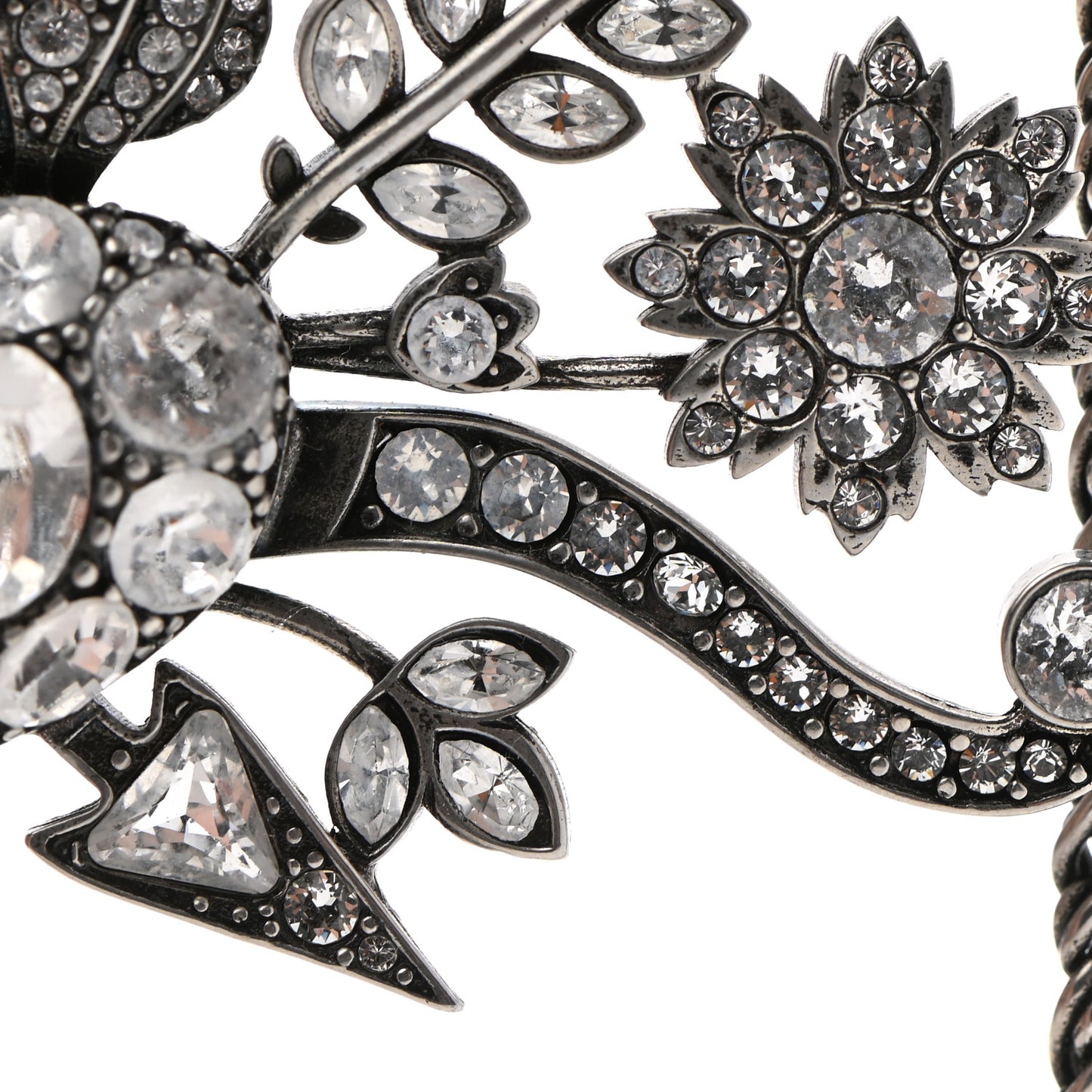 Metal Crystal Guccy Necklace Aged Silver