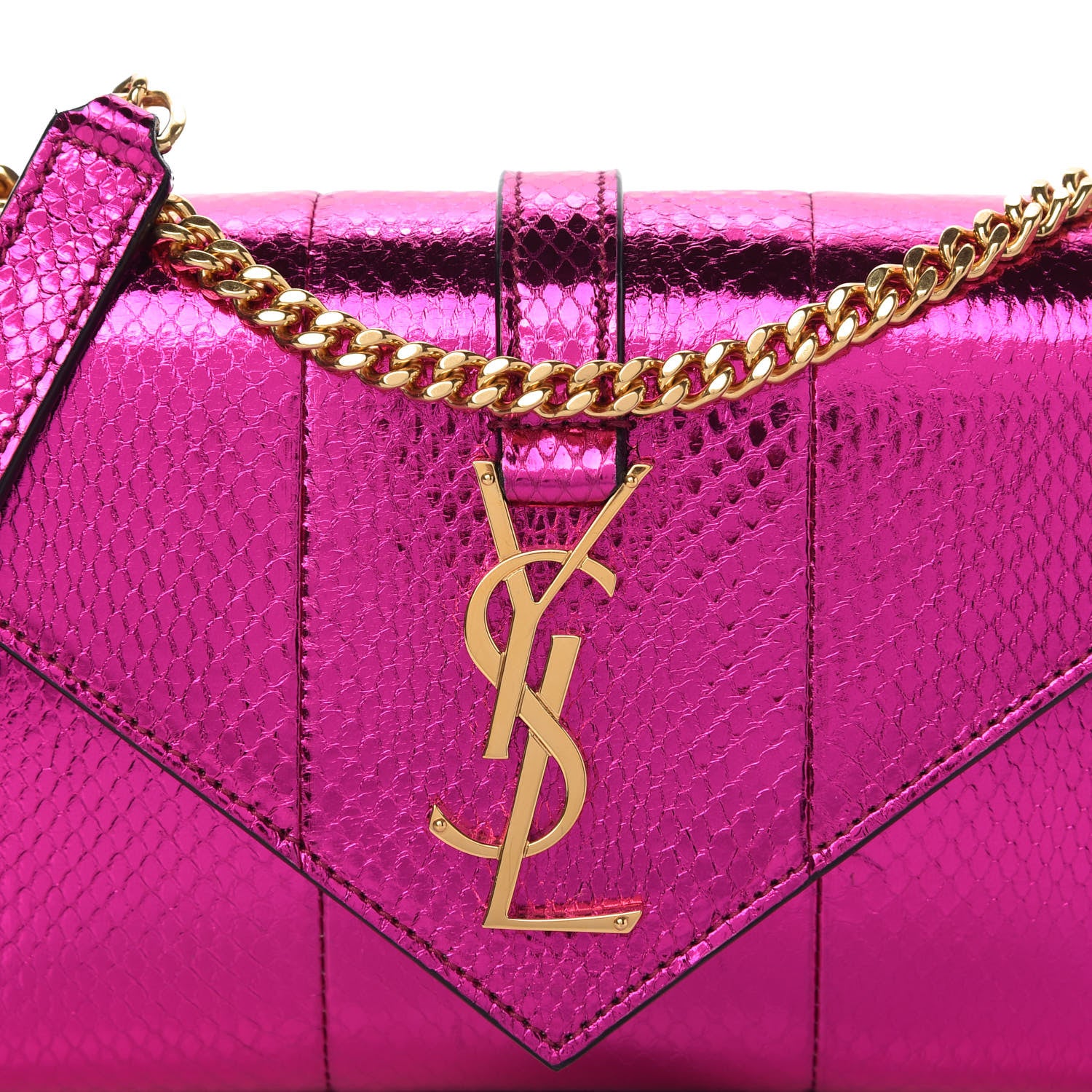 Saint Laurent Metallic Ayers Monogram Shoulder Bag Shiny Fuxia 9 of 9