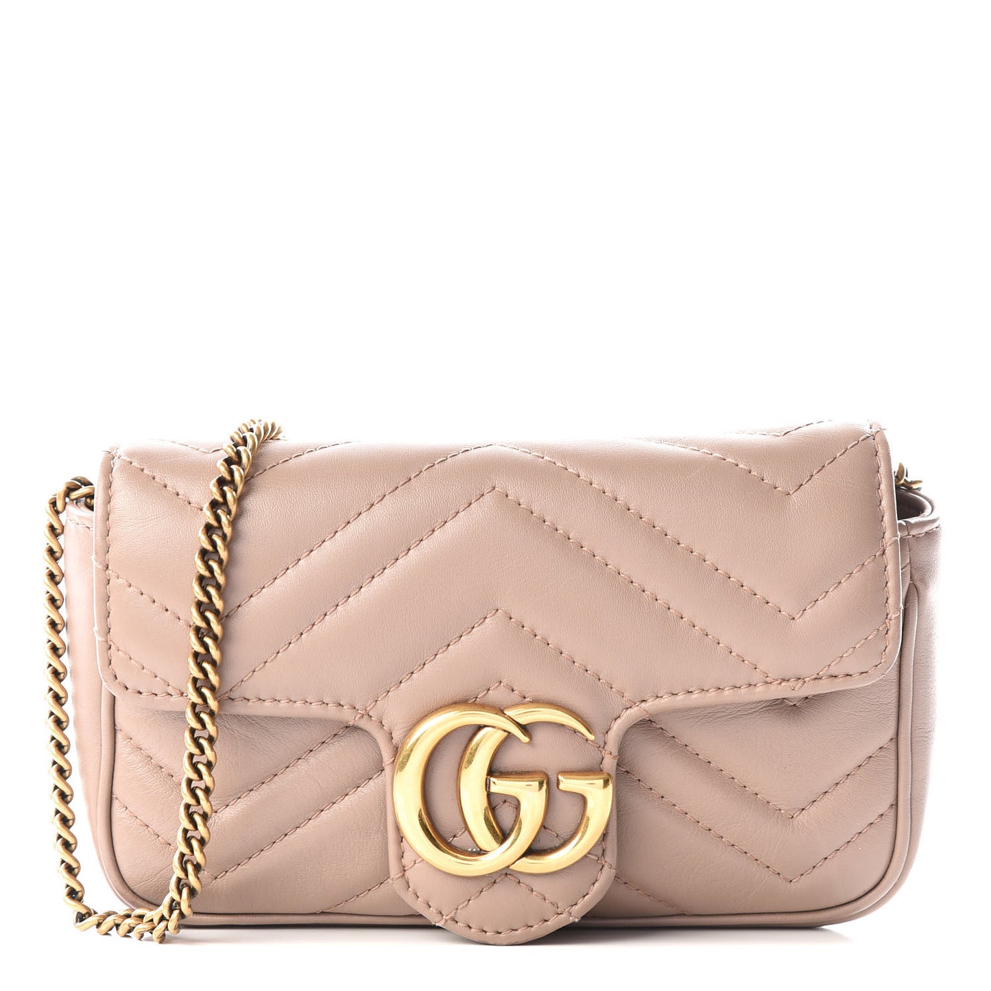 Calfskin Matelasse Super Mini GG Marmont Shoulder Bag Porcelain Rose