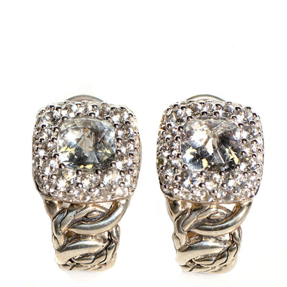 David Yurman JOHN HARDY Sterling Silver White Topaz Batu Classic Earrings 1 of 4
