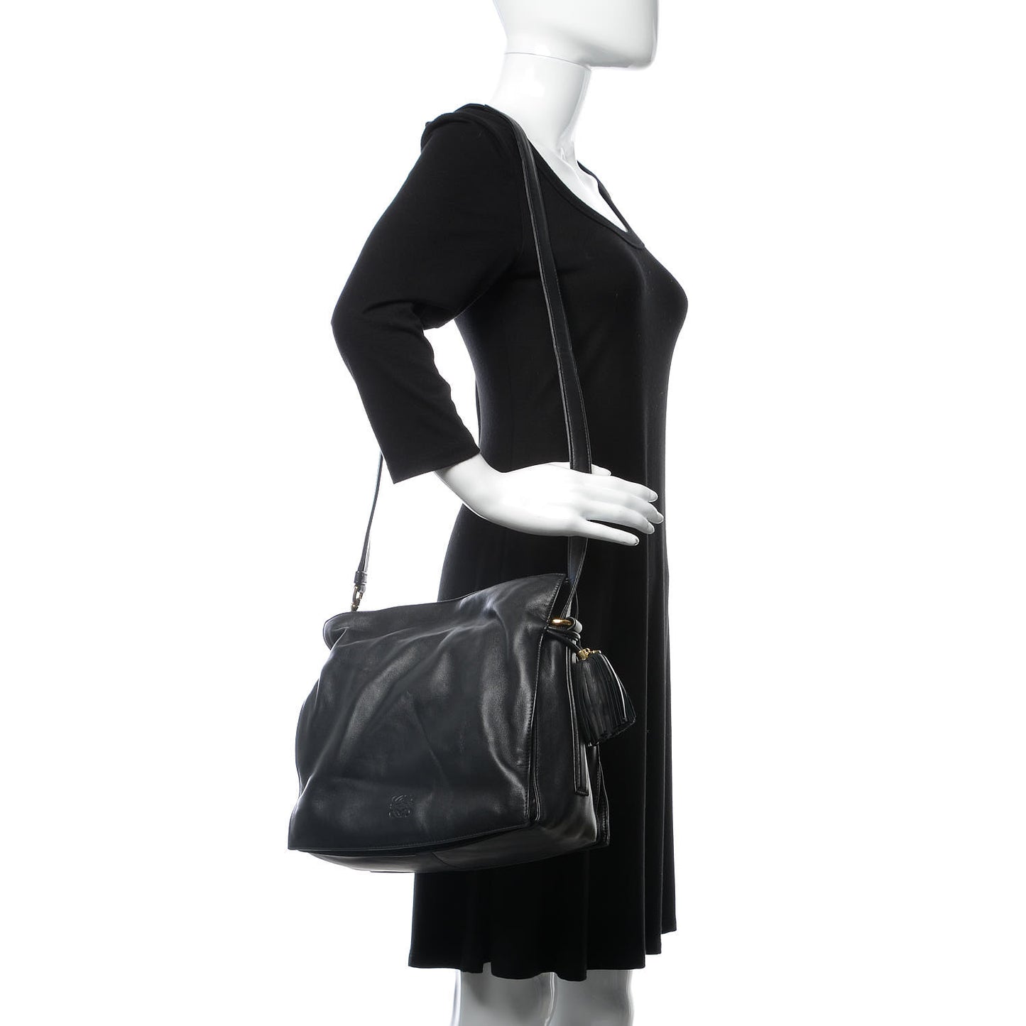 Calfskin Flamenco Shoulder Bag Black