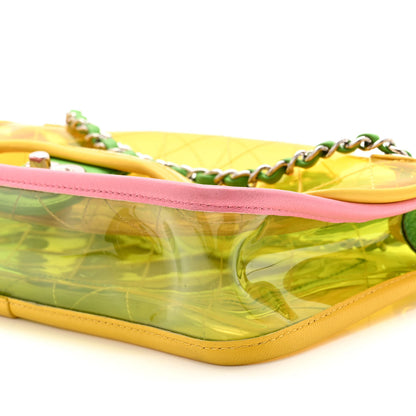 Chanel PVC Lambskin Stitched Medium Coco Splash Flap Yellow Green Pink 10 of 10