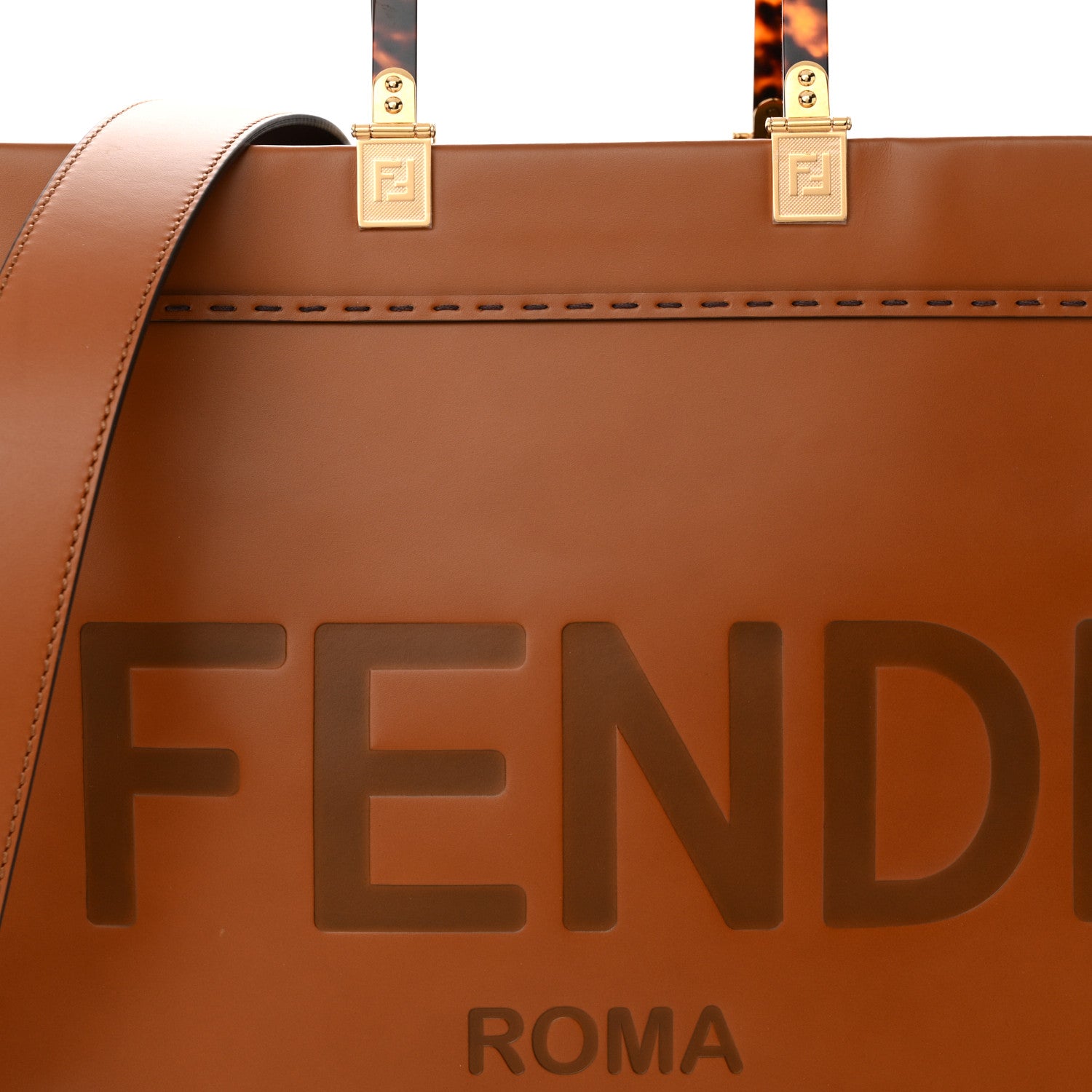 Fendi Vitello King Plexiglass Medium Fendi Sunshine Shopper Tote Cuoio 8 of 12