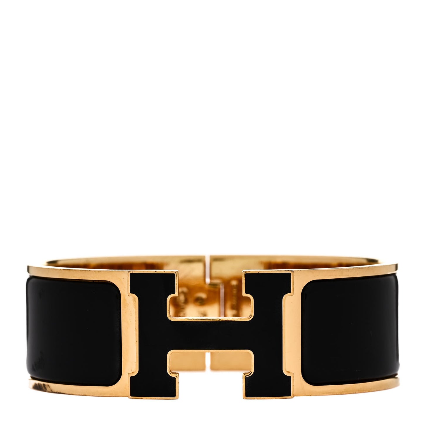 Enamel Wide Clic Clac H Bracelet GM Black