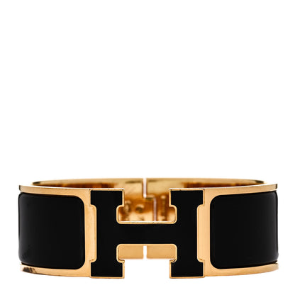 Hermes Enamel Wide Clic Clac H Bracelet GM Black 1 of 6