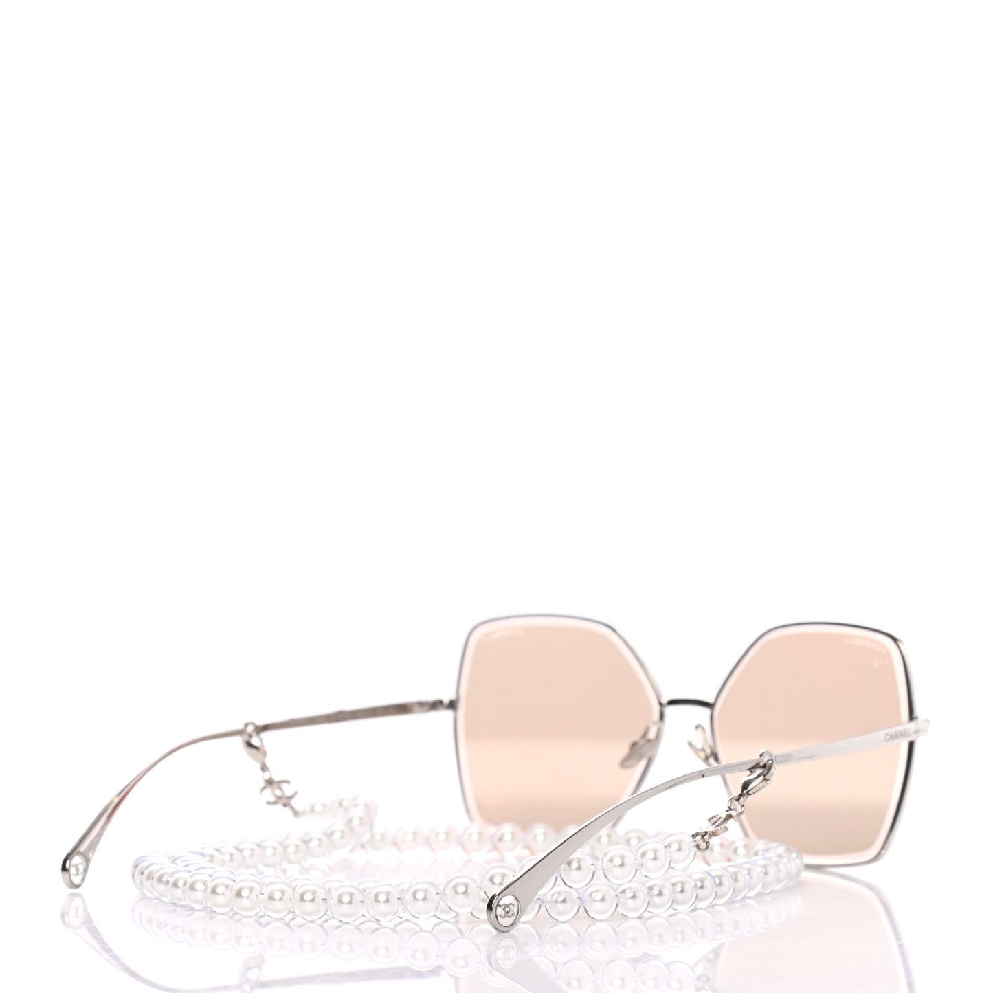 Butterfly Removable Pearl Chain Sunglasses 4262 Brown