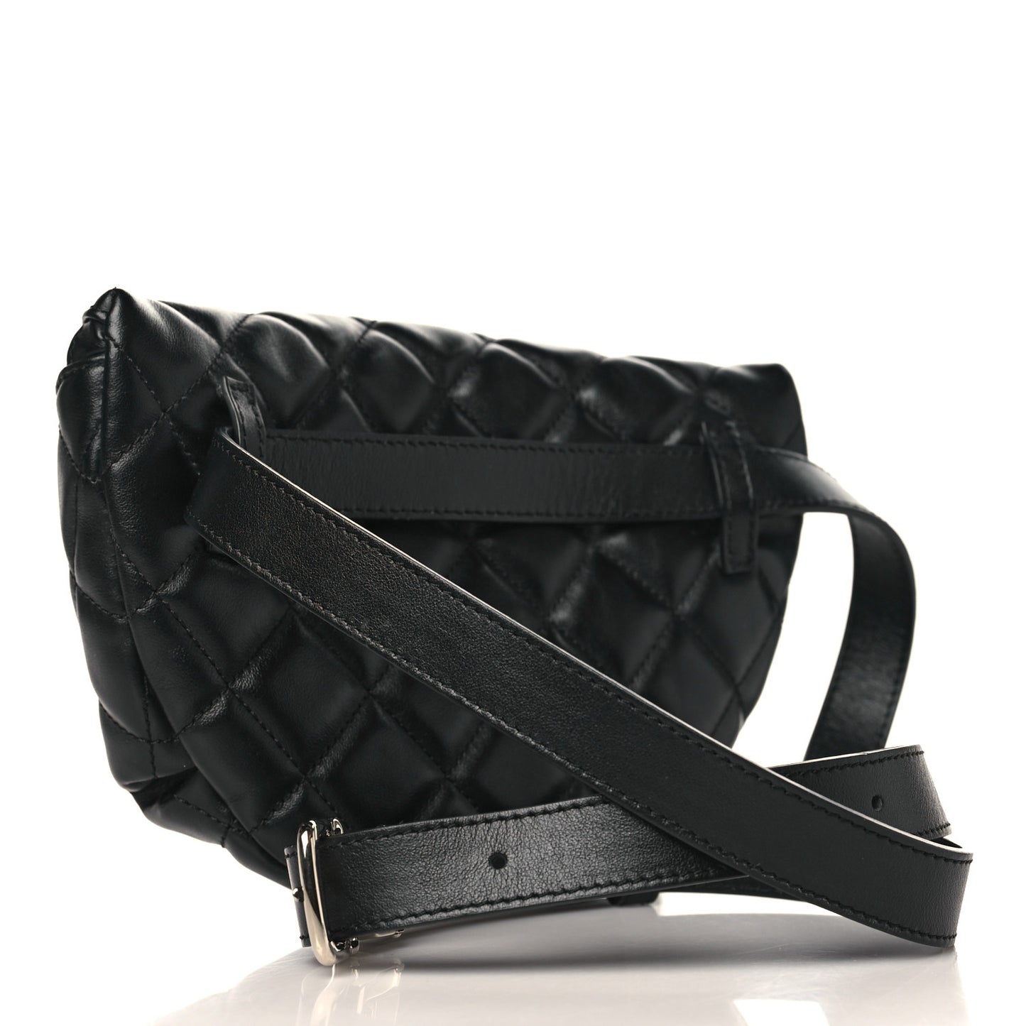 Calfskin Quilted Waist Belt Bag Black