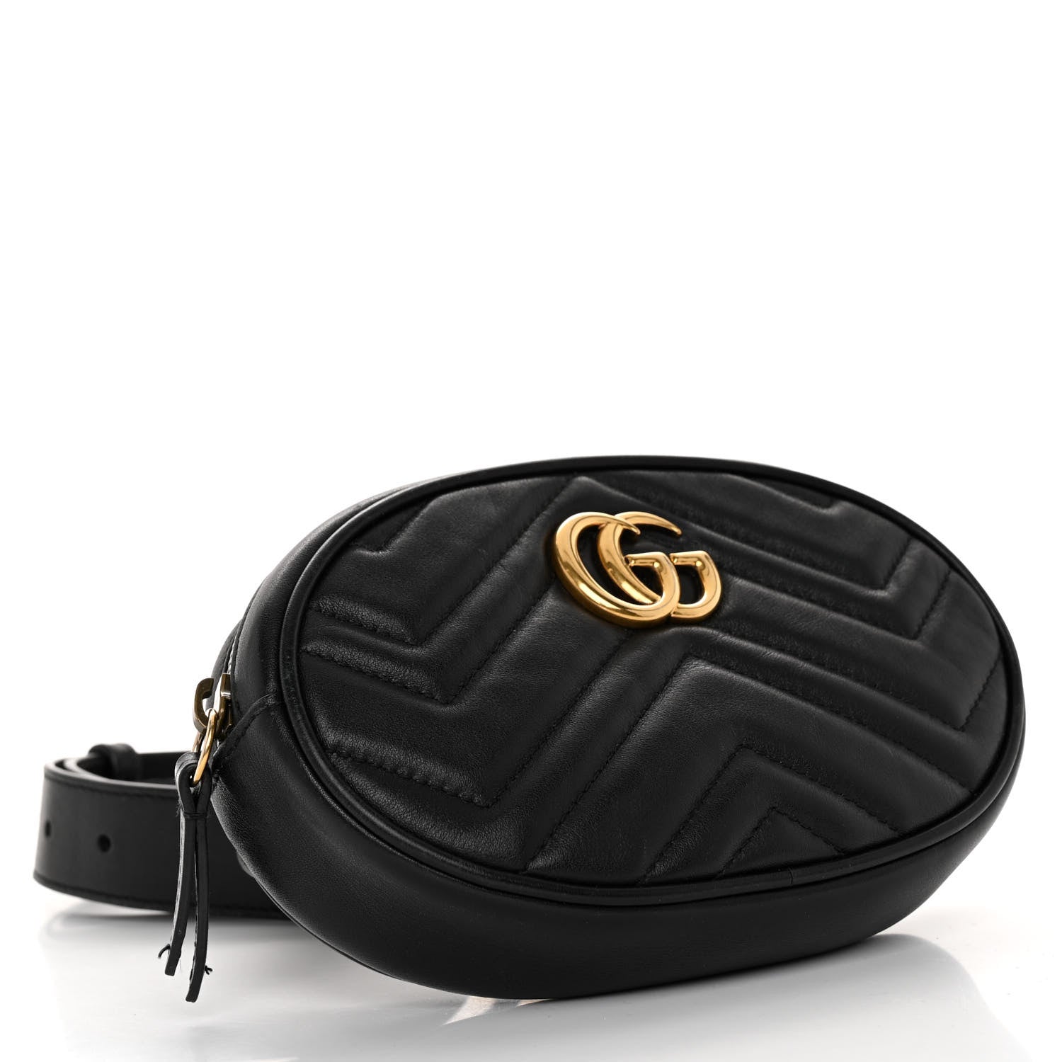 Gucci Calfskin Matelasse GG Marmont Belt Bag 85 34 Black 4 of 10