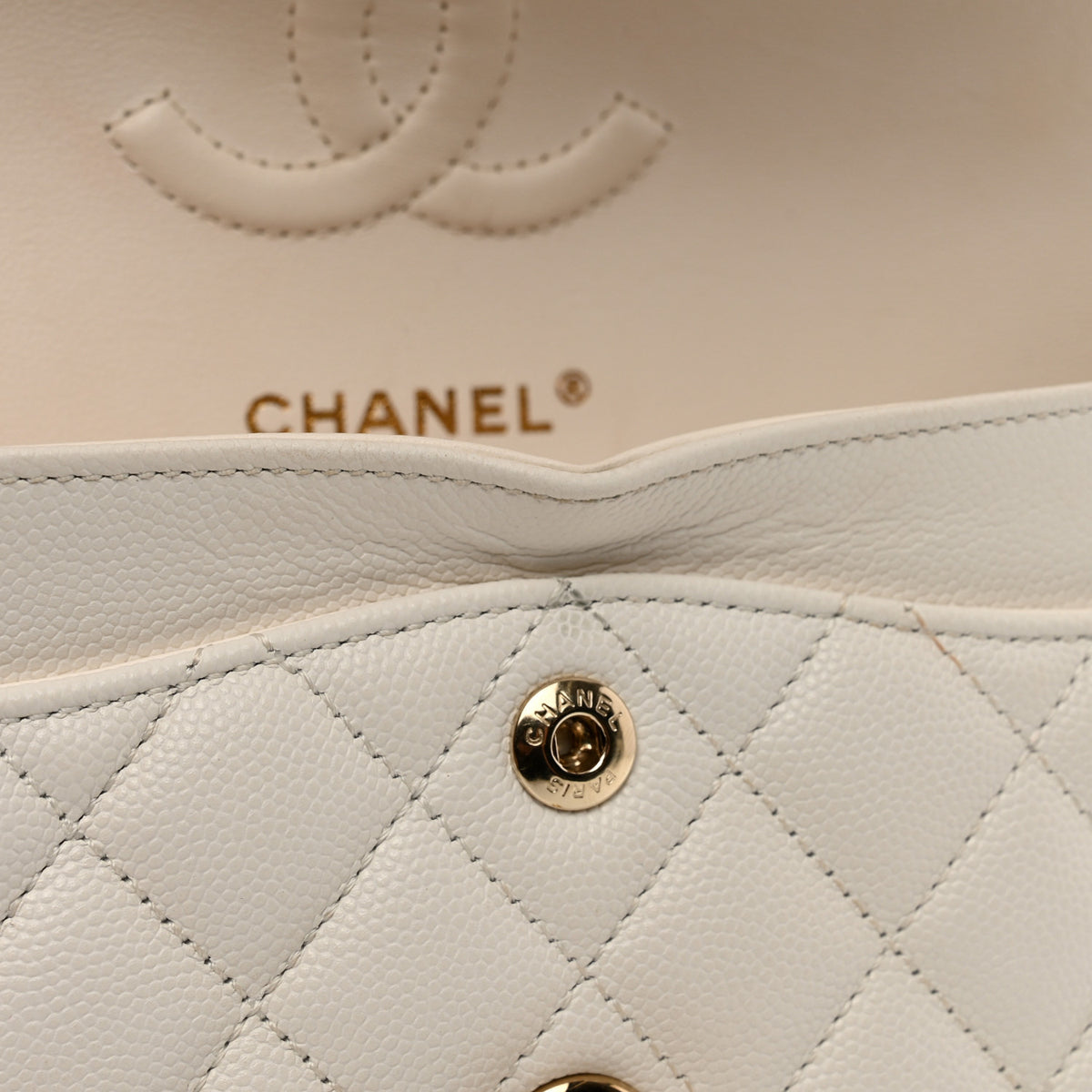 Caviar Quilted Small Double Flap White