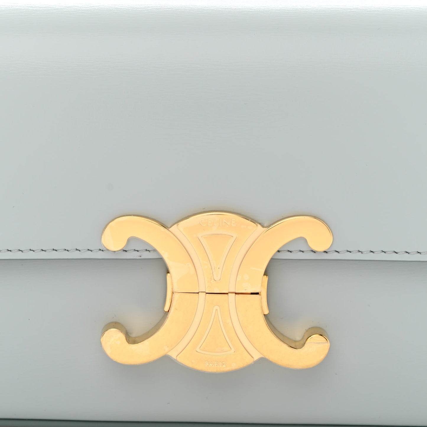 Shiny Calfskin Triomphe Shoulder Bag Soft Blue