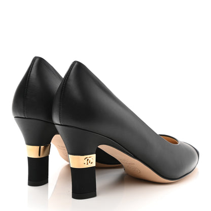 Chanel Lambskin Grosgrain Cap Toe CC Pumps 38.5 Black 4 of 8