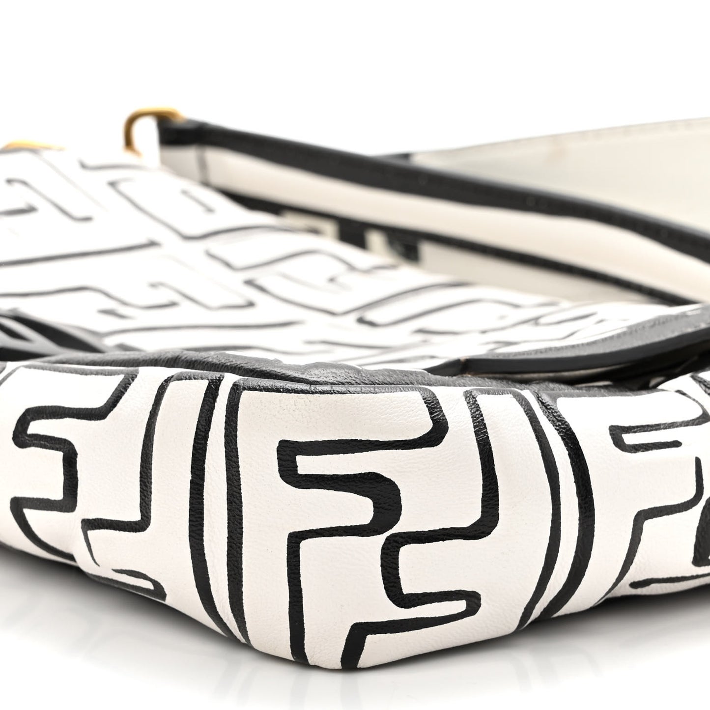 X JOSHUA VIDES Nappa FF Embossed Baguette White Black