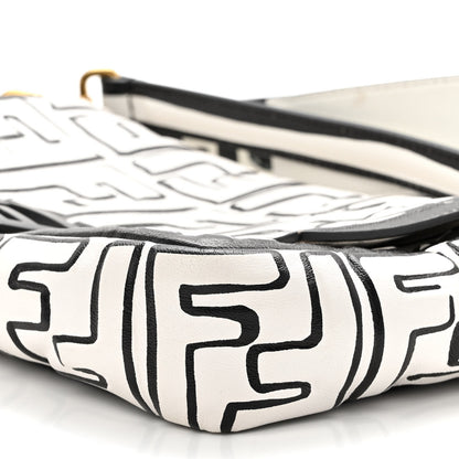Fendi X JOSHUA VIDES Nappa FF Embossed Baguette White Black 10 of 10