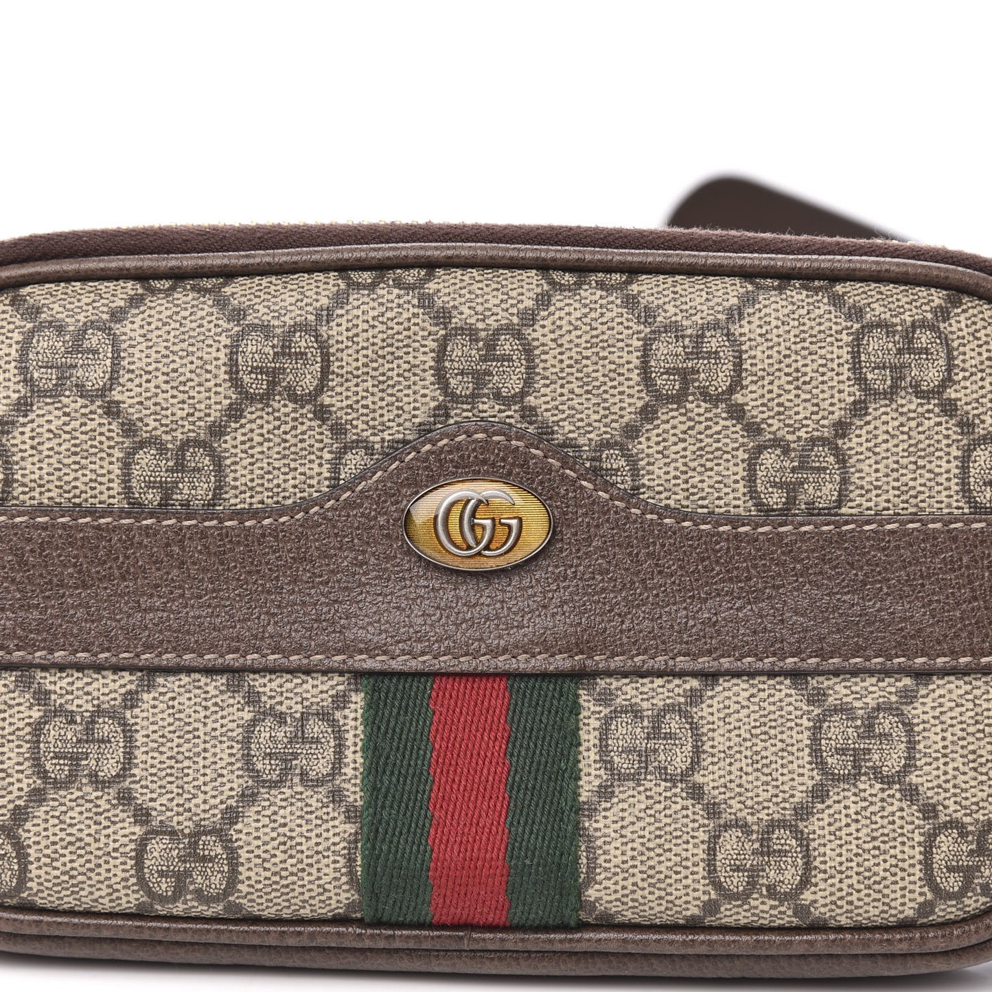 GG Supreme Monogram Ophidia Belted iPhone Case 95 38 Dark Brown