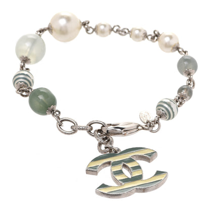 Chanel Enamel Pearl CC Bracelet Silver 1 of 5