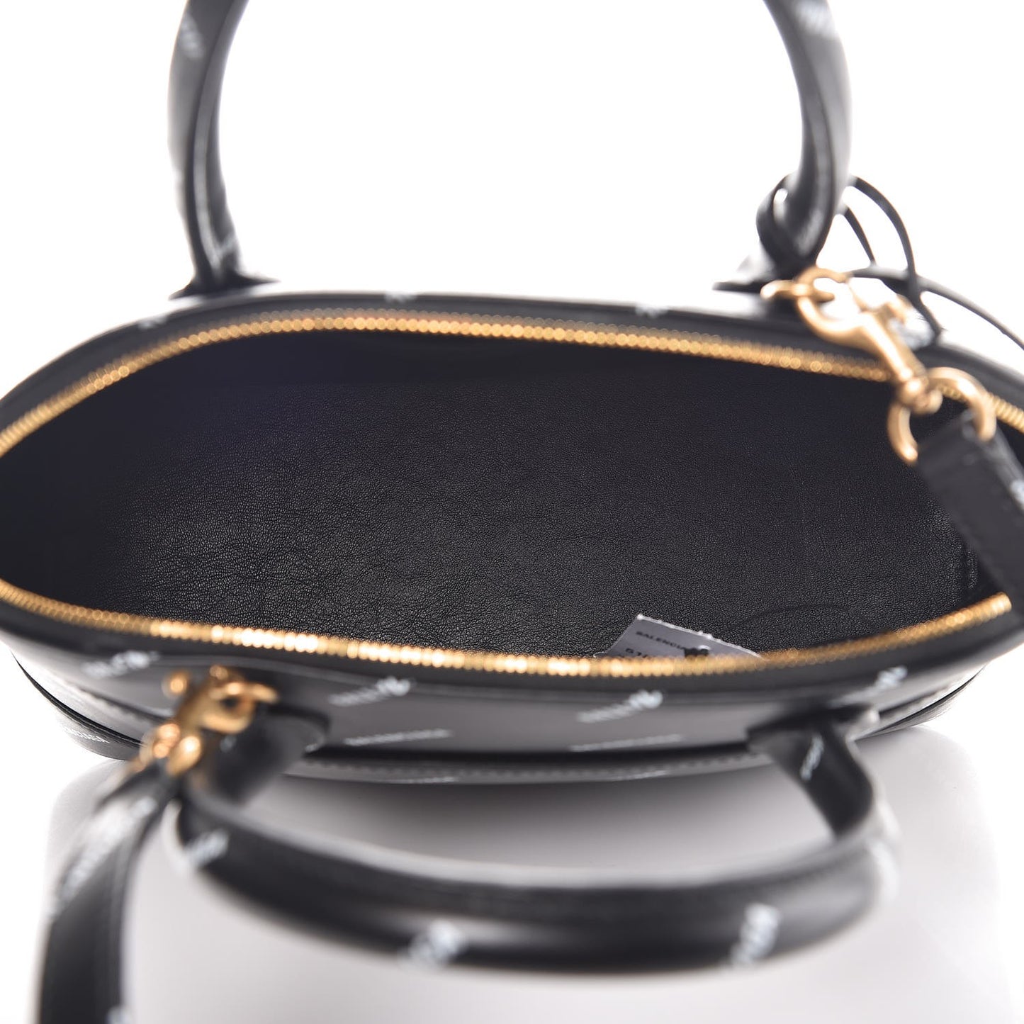 Calfskin Allover Logo S Ville Top Handle Bag Black White