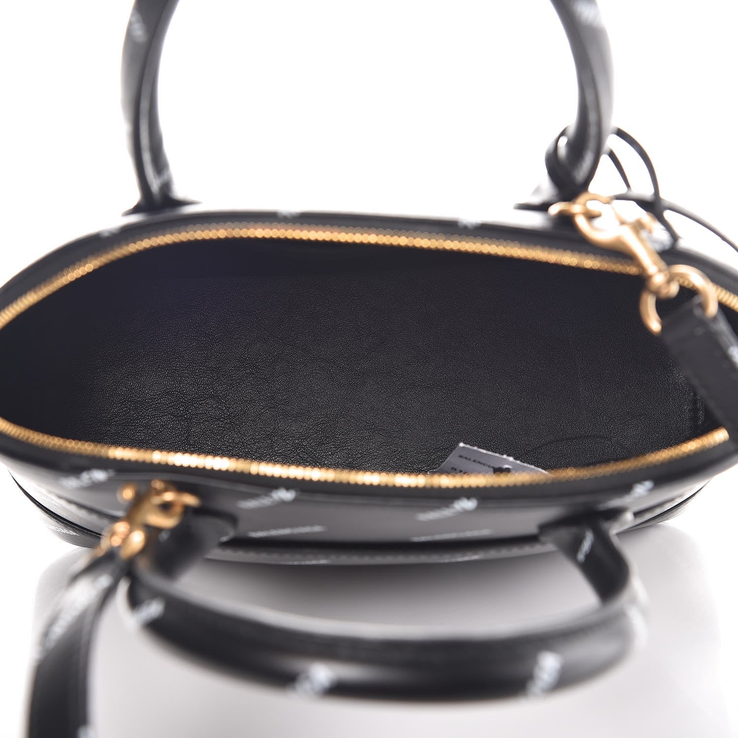 Balenciaga Calfskin Allover Logo S Ville Top Handle Bag Black White 6 of 9