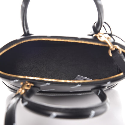 Balenciaga Calfskin Allover Logo S Ville Top Handle Bag Black White 6 of 9