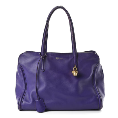 Alexander McQueen Calfskin Large Skull Padlock Zip Around Tote Purple 1 of 12