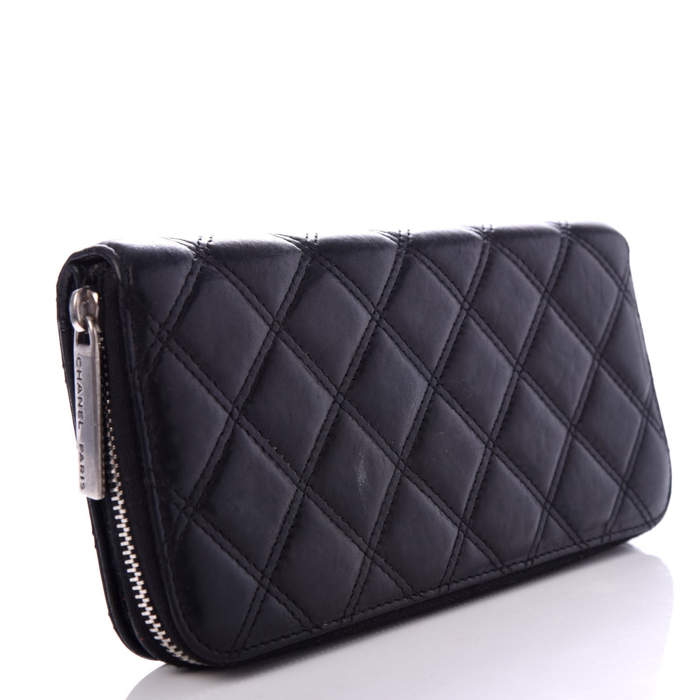 Aged Calfskin Quilted Paris New York PNY Wallet Black