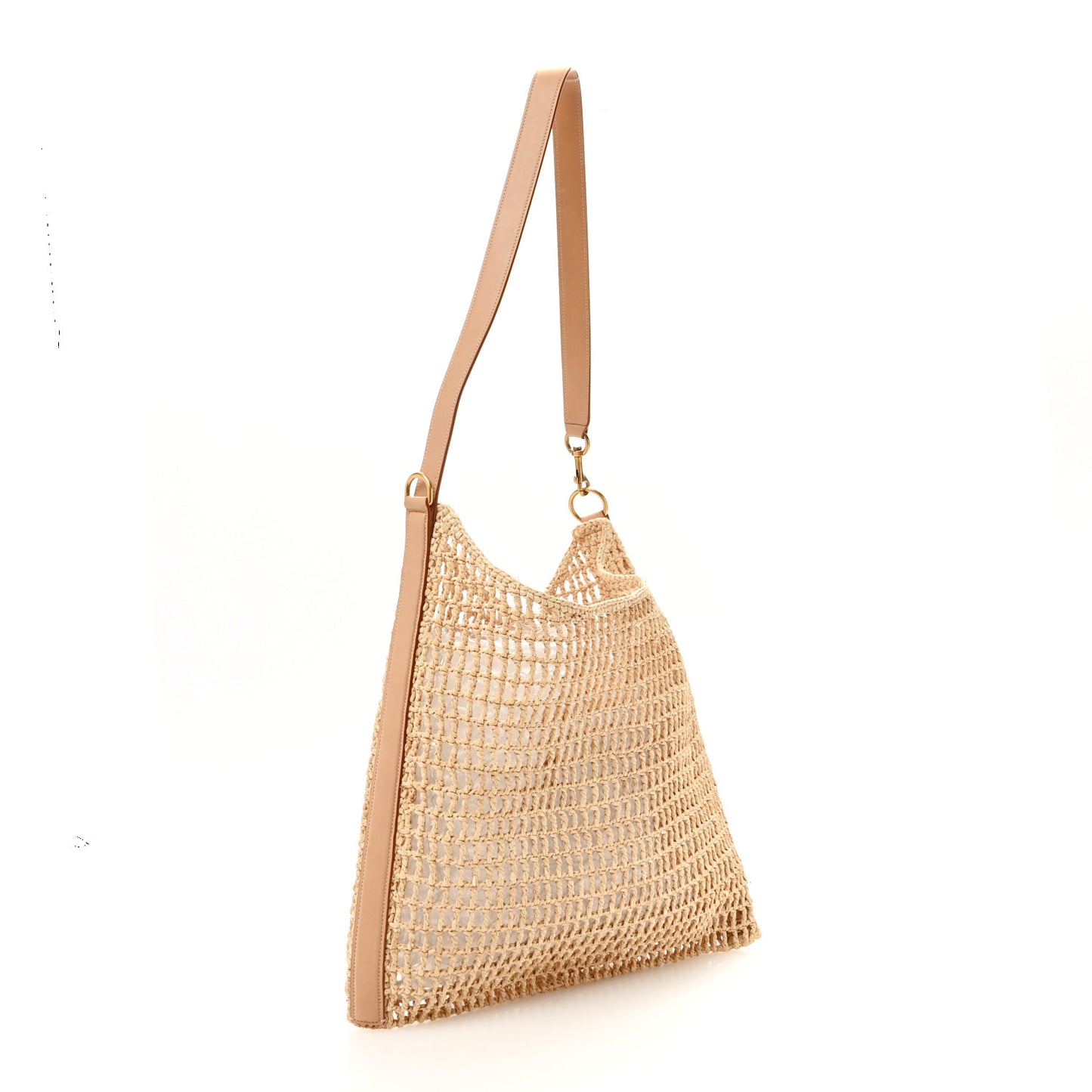 Raffia Calfskin Oxalis Shoulder Bag Naturale Vintage Brown