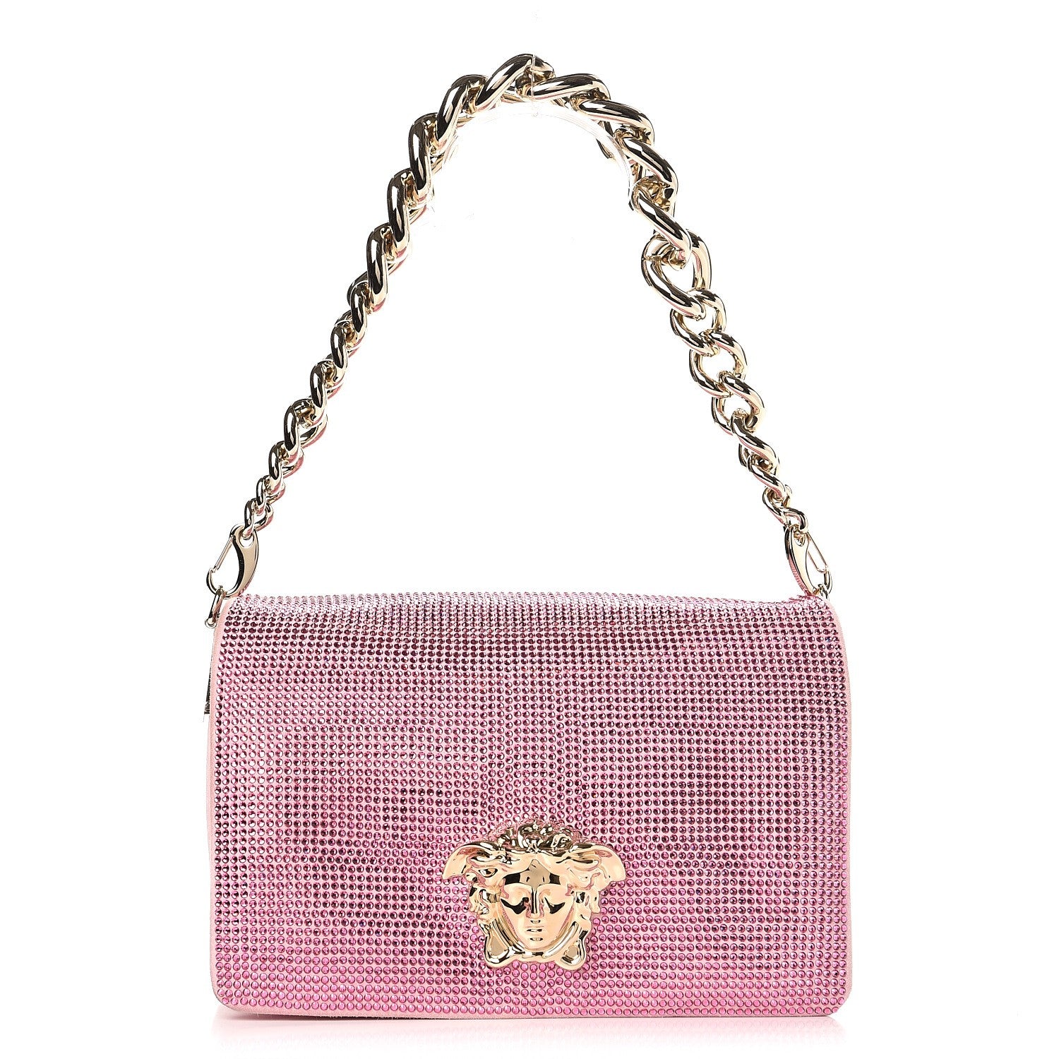 Versace Suede Crystal Palazzo Sultan Evening Bag Pink 1 of 6