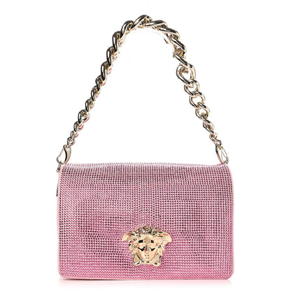 Versace Suede Crystal Palazzo Sultan Evening Bag Pink 1 of 6