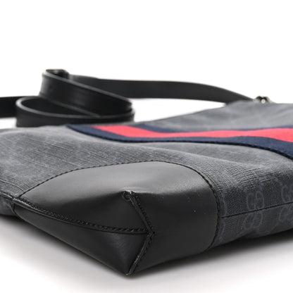 Gucci Soft GG Supreme Monogram Appia Calfskin Web East West Messenger Bag Black Grey 9 of 12
