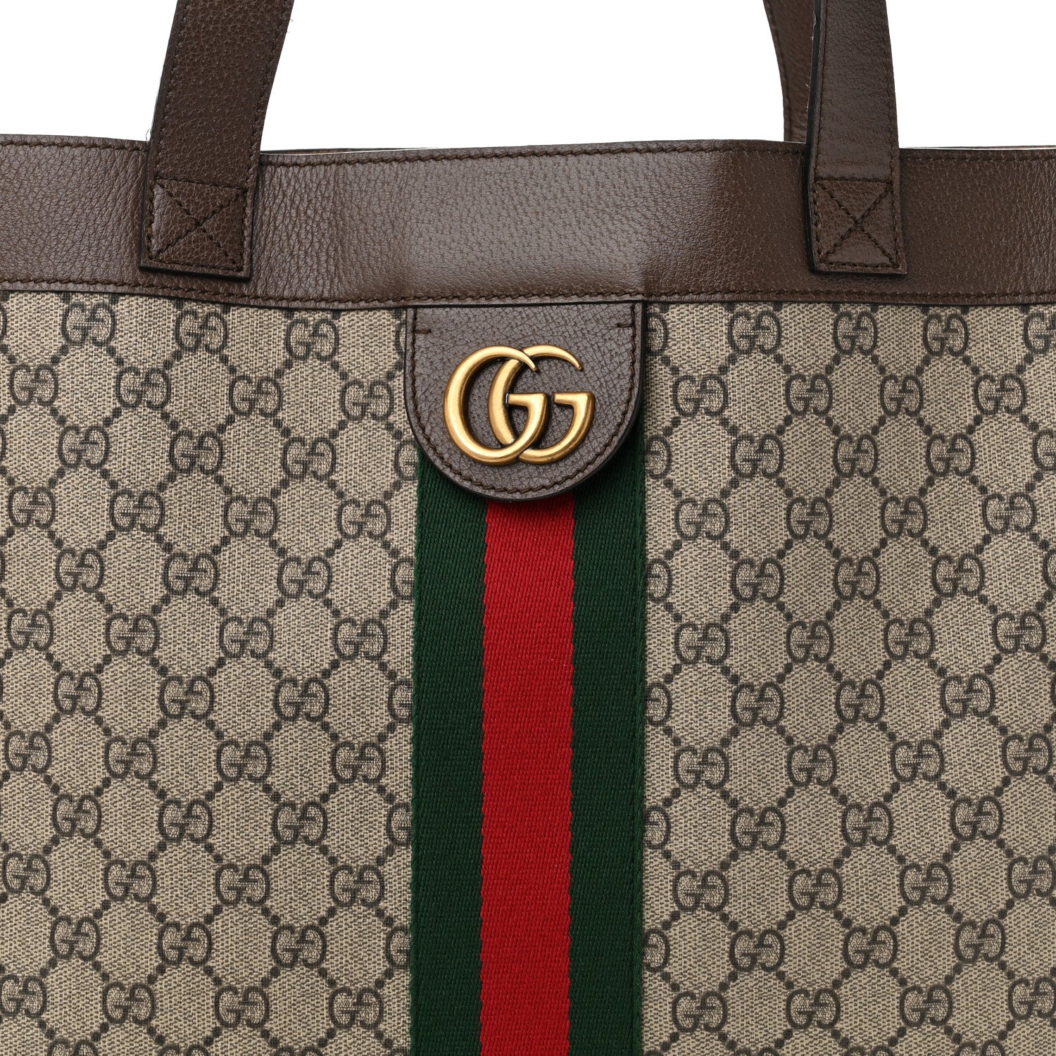 Gucci GG Supreme Monogram Web Large Ophidia Vertical Shopping Tote Brown 9 of 13