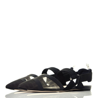 Fendi Technical Mesh FF Colibri Slingback Ballerina Flats 38.5 Black 3 of 7