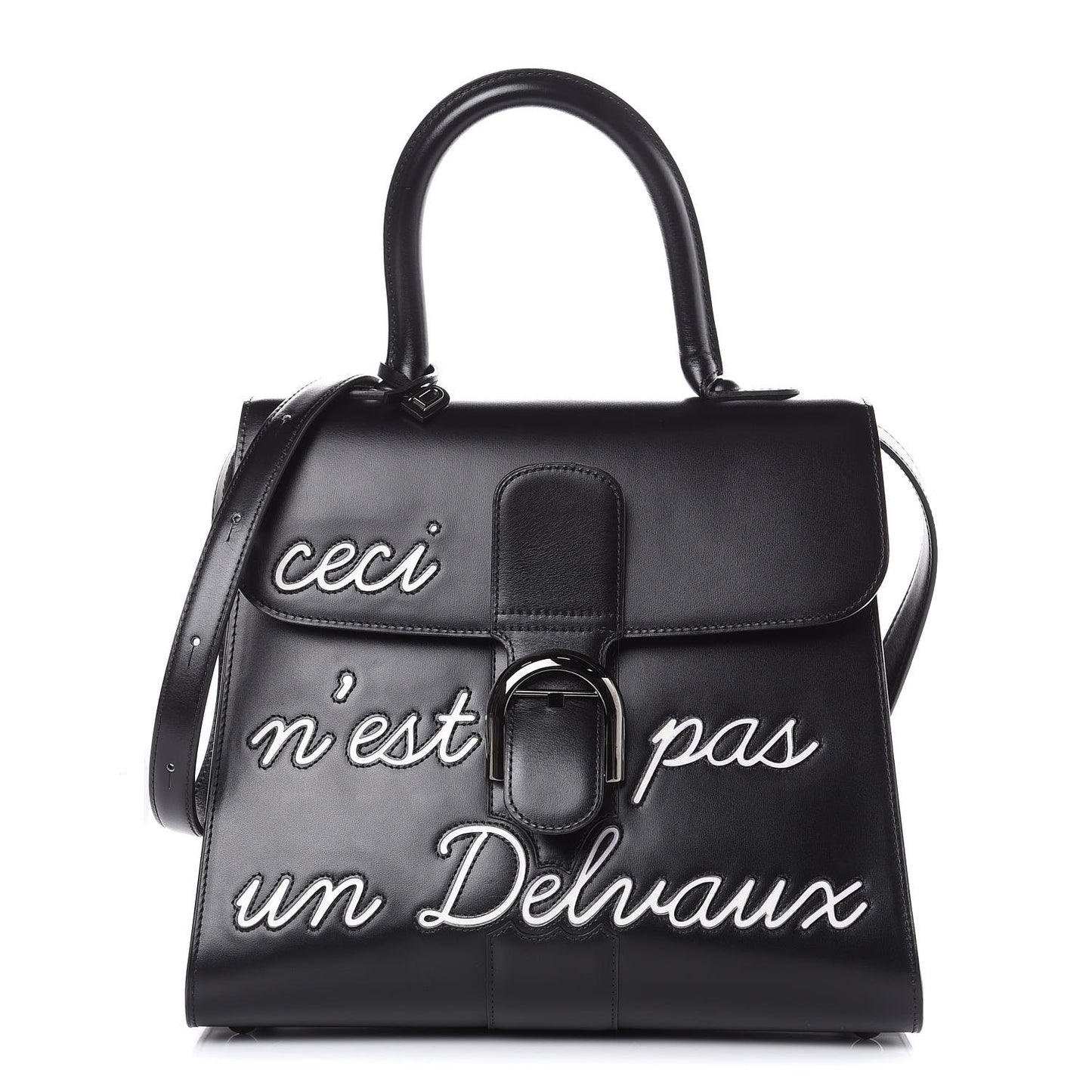 Calfskin MM L'Humour Brillant Satchel Black