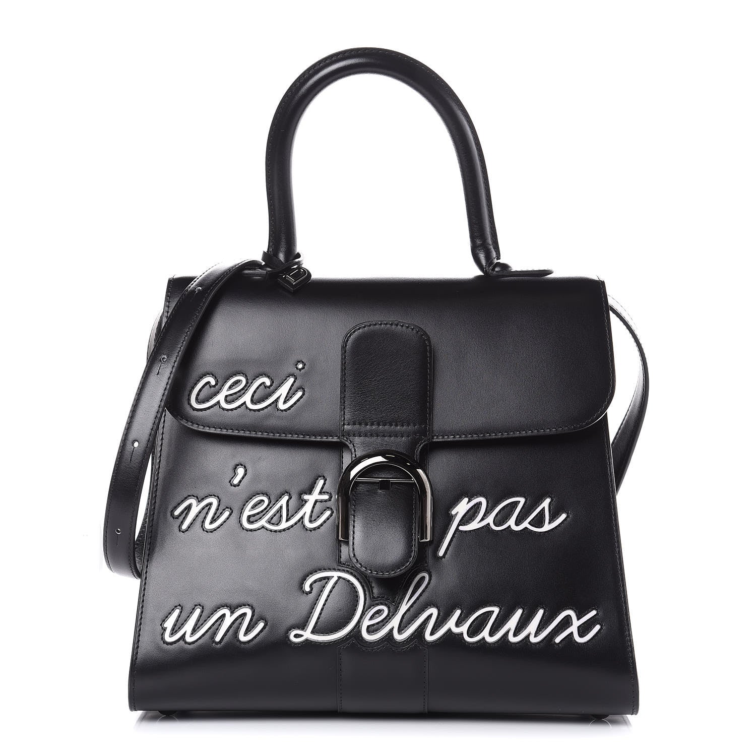 Delvaux Calfskin MM L'Humour Brillant Satchel Black 1 of 11