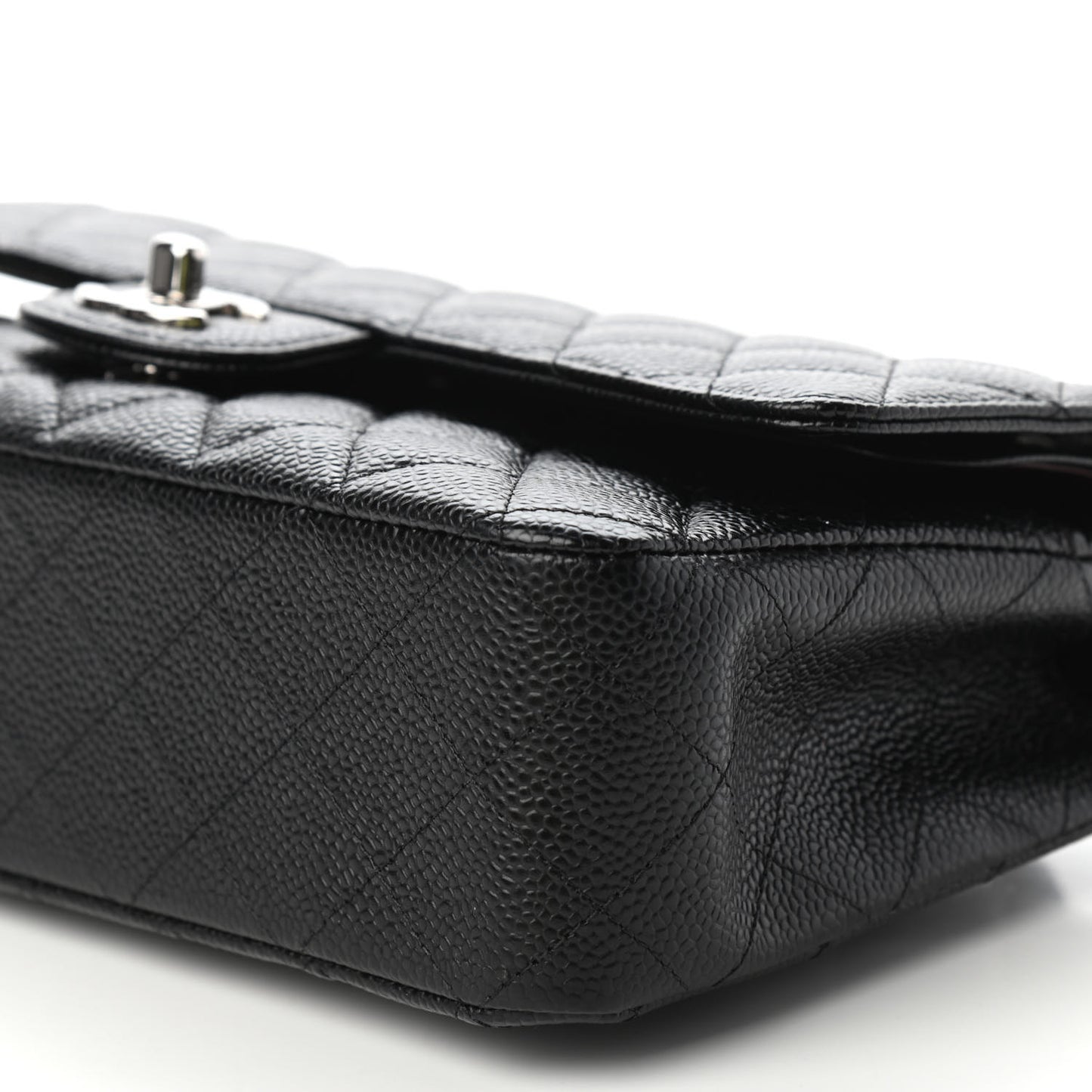 Caviar Quilted Medium Double Flap Black